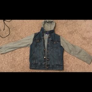 Denim Jacket Hoodie Boys Size Lg 14-16